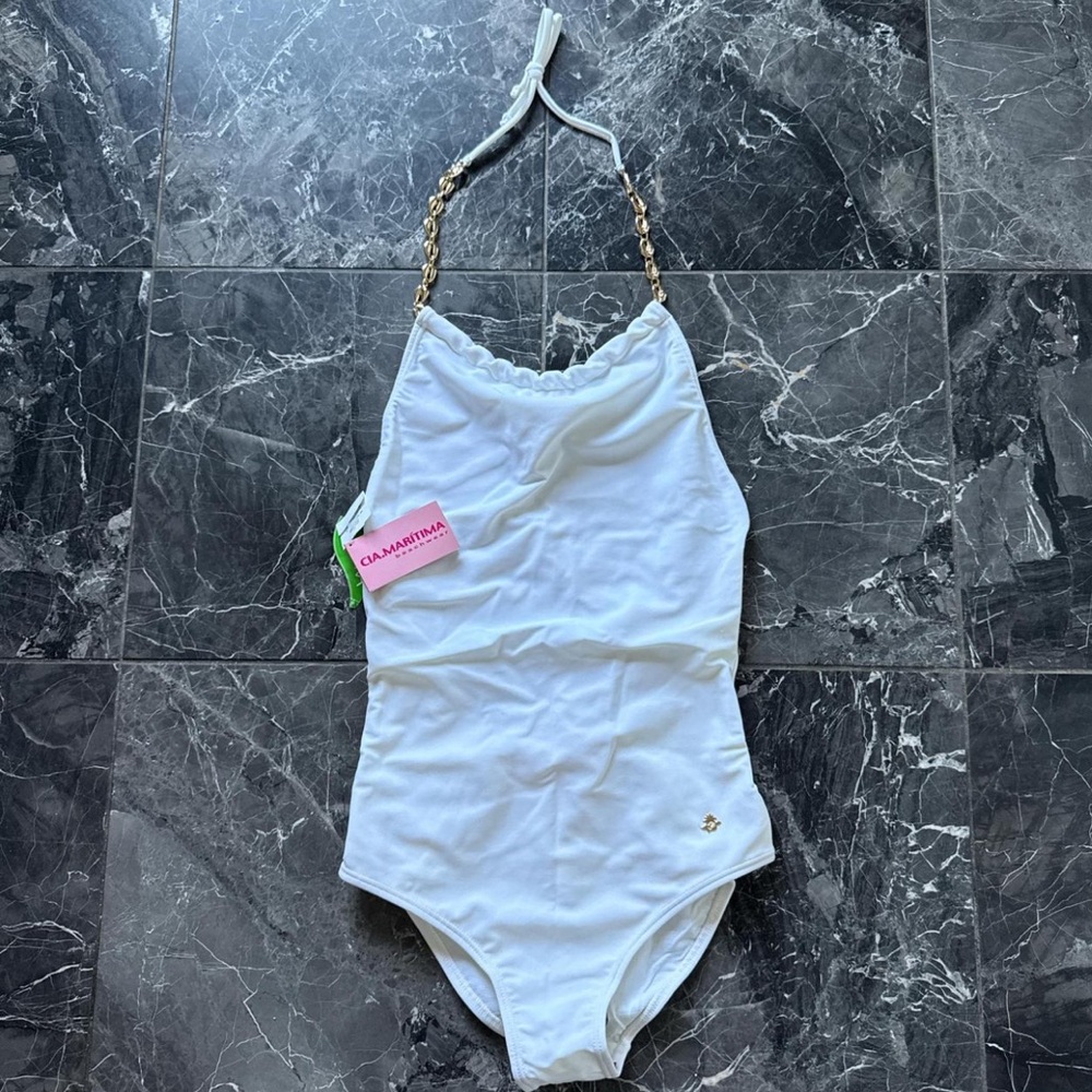 Cia Marítima White Chain Strap One Piece Swimsuit - M